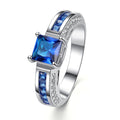 Blue Pink & White CZ Silver Ring