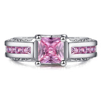 Blue Pink & White CZ Silver Ring