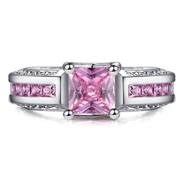 Blue Pink & White CZ Silver Ring